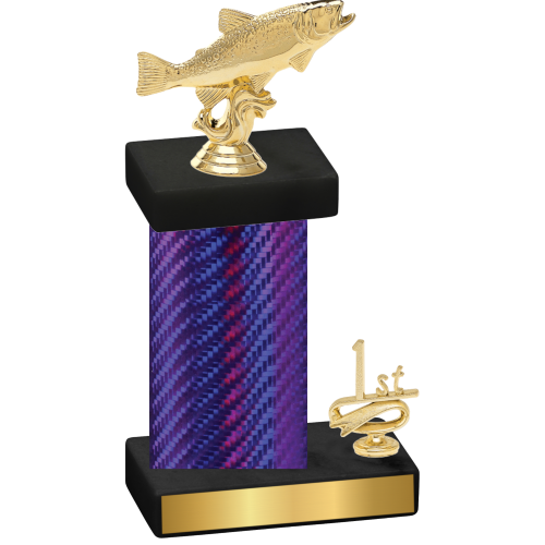 Accented Single Purple Carbon Fiber First Place Fishing Trophy