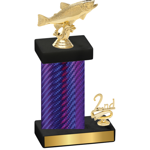 Accented Single Purple Carbon Fiber Second Place Fishing Trophy