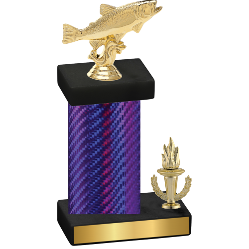 Accented Single Purple Carbon Fiber Victory Fishing Trophy