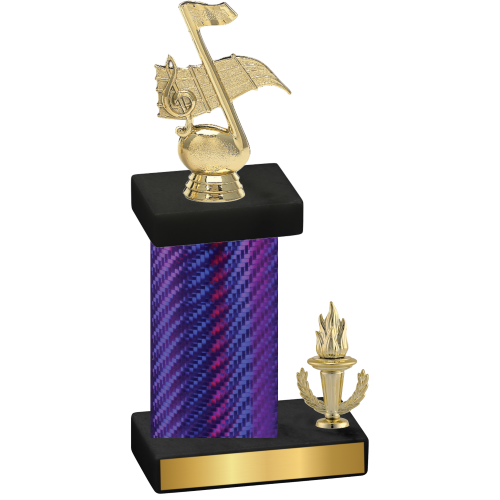 Accented Single Purple Carbon Fiber Victory Music Trophy