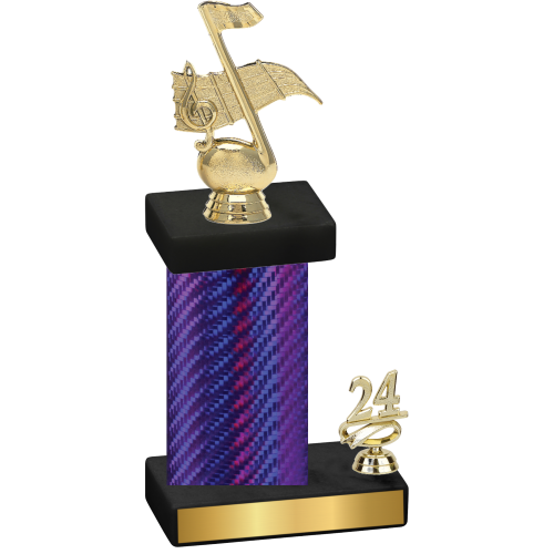 Accented Single Purple Carbon Fiber Year Music Trophy