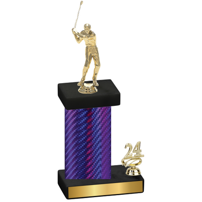 Accented Single Purple Carbon Fiber Year Golf Trophy