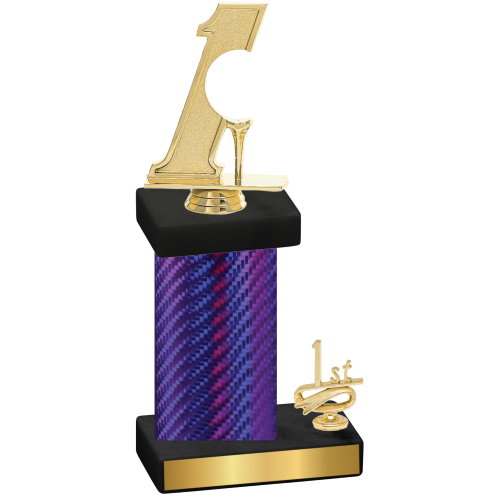 Accented Single Purple Carbon Fiber First Place Golf Trophy