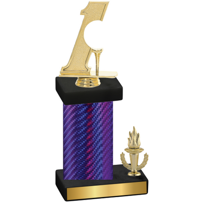 Accented Single Purple Carbon Fiber Victory Golf Trophy