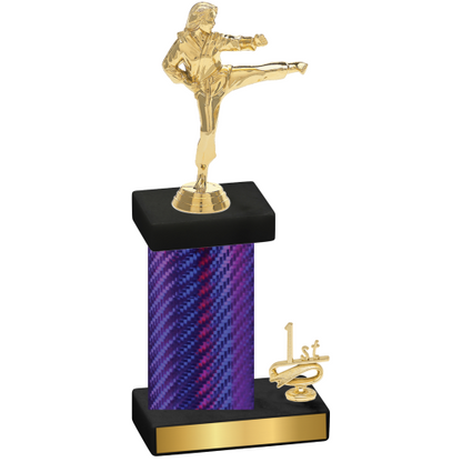 Accented Single Purple Carbon Fiber First Place Karate Trophy