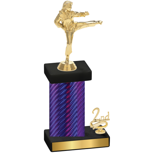 Accented Single Purple Carbon Fiber Second Place Karate Trophy