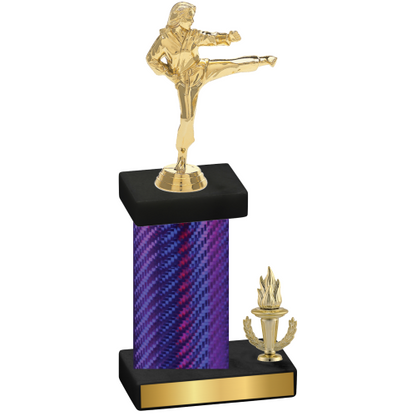 Accented Single Purple Carbon Fiber Victory Karate Trophy