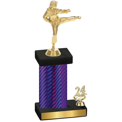 Accented Single Purple Carbon Fiber Year Karate Trophy