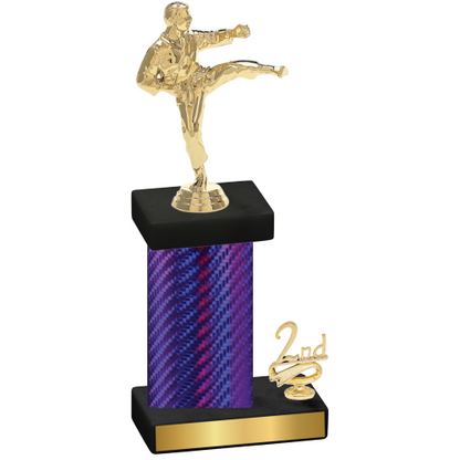 Accented Single Purple Carbon Fiber Second Place Karate Trophy