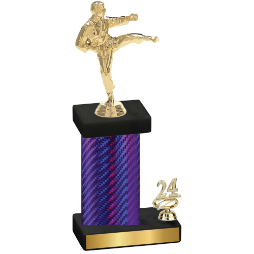 Accented Single Purple Carbon Fiber Year Karate Trophy