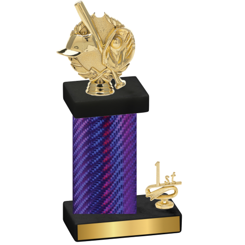 Accented Single Purple Carbon Fiber First Place Baseball Trophy