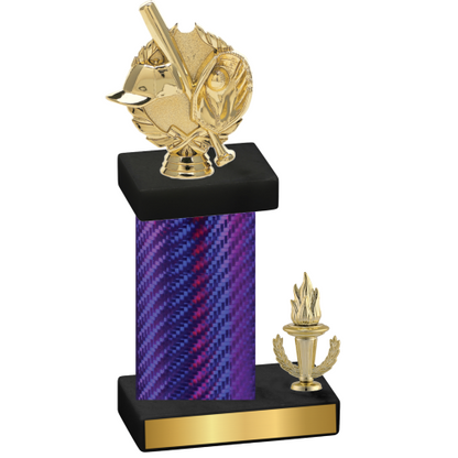 Accented Single Purple Carbon Fiber Victory Baseball Trophy