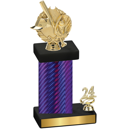 Accented Single Purple Carbon Fiber Year Baseball Trophy