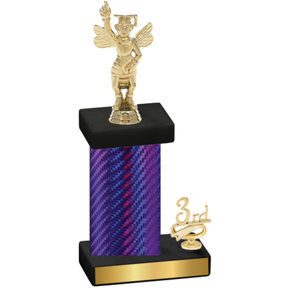 Accented Single Purple Carbon Fiber Third Place Academics Trophy