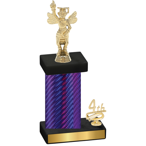 Accented Single Purple Carbon Fiber Fourth Place Academics Trophy