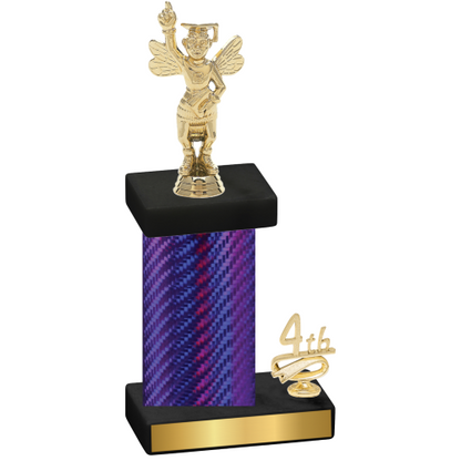 Accented Single Purple Carbon Fiber Fourth Place Academics Trophy