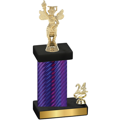 Accented Single Purple Carbon Fiber Year Academics Trophy