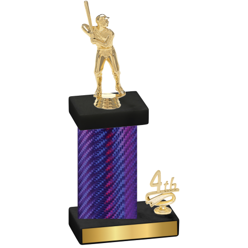 Accented Single Purple Carbon Fiber Fourth Place Baseball Trophy