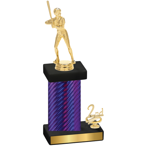 Accented Single Purple Carbon Fiber Second Place Softball Trophy