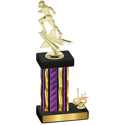 Accented Single Purple Glacier First Place Football Trophy