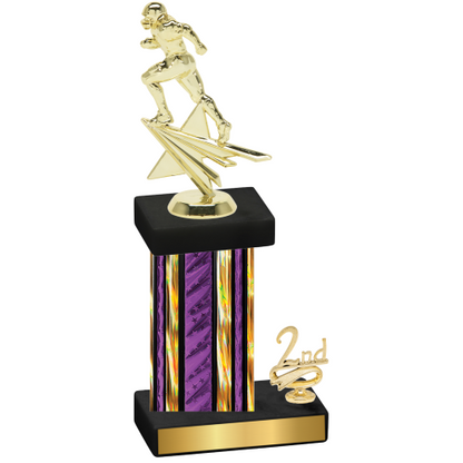 Accented Single Purple Glacier Second Place Football Trophy