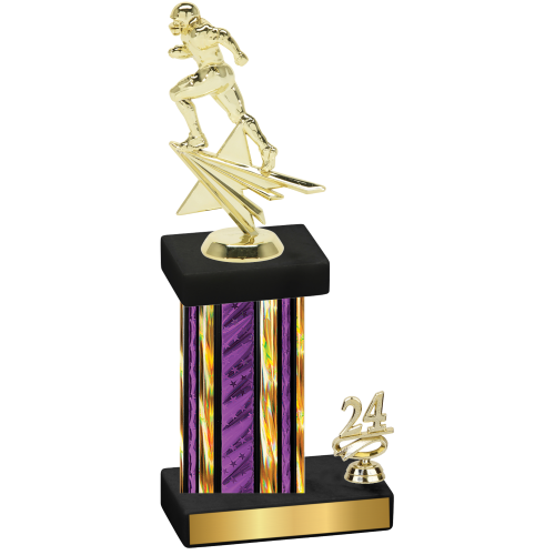 Accented Single Purple Glacier Year Football Trophy