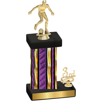 Accented Single Purple Glacier Third Place Soccer Trophy