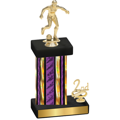 Accented Single Purple Glacier Second Place Soccer Trophy