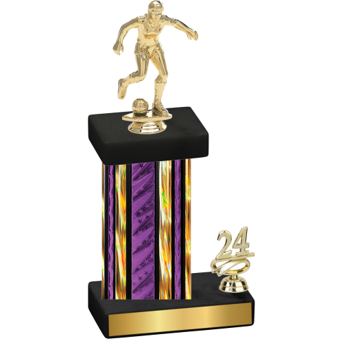 Accented Single Purple Glacier Year Soccer Trophy