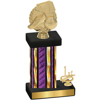 Accented Single Purple Glacier First Place Soccer Trophy