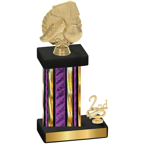Accented Single Purple Glacier Second Place Soccer Trophy