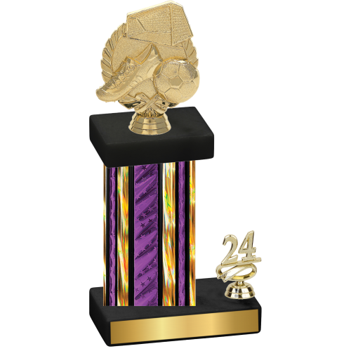 Accented Single Purple Glacier Year Soccer Trophy