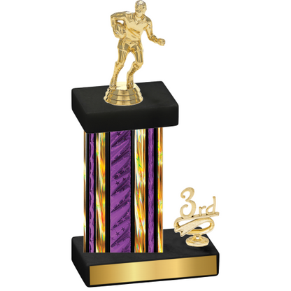 Accented Single Purple Glacier Third Place Rugby Trophy