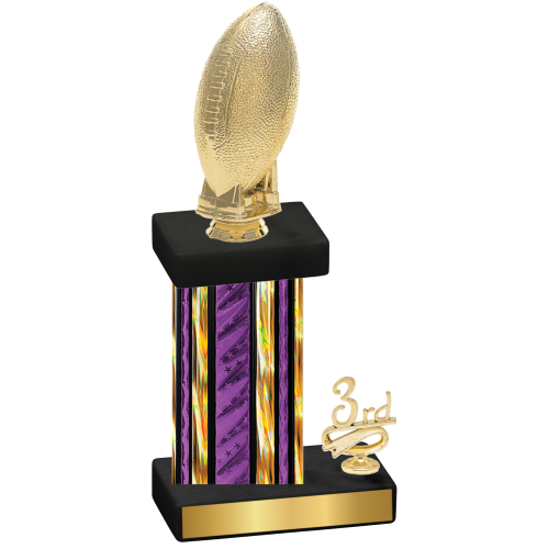 Accented Single Purple Glacier Third Place Football Trophy