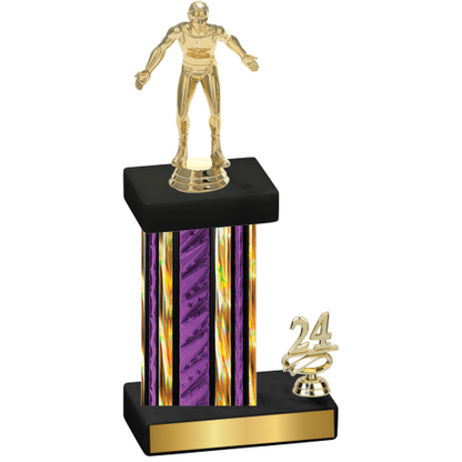 Accented Single Purple Glacier Year Wrestling Trophy