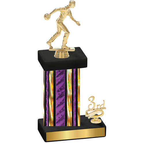 Accented Single Purple Glacier Third Place Bowling Trophy