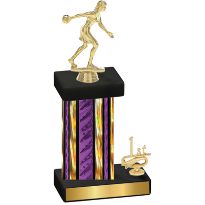 Accented Single Purple Glacier First Place Bowling Trophy