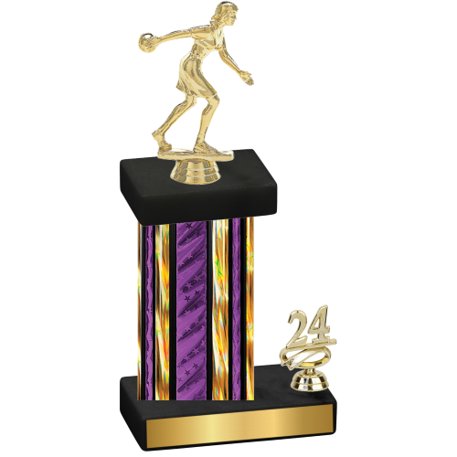 Accented Single Purple Glacier Year Bowling Trophy