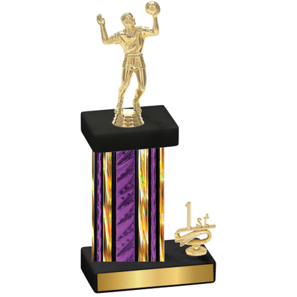 Accented Single Purple Glacier First Place Volleyball Trophy