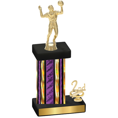 Accented Single Purple Glacier Second Place Volleyball Trophy