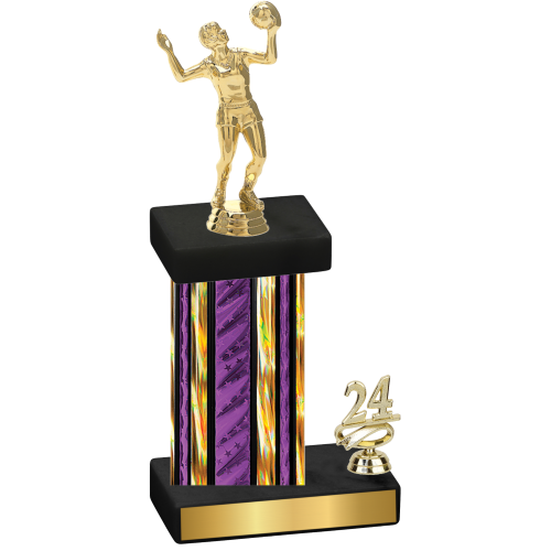 Accented Single Purple Glacier Year Volleyball Trophy