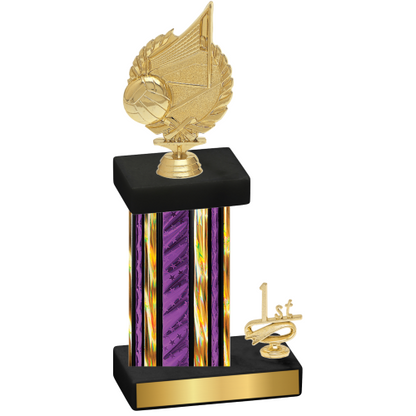 Accented Single Purple Glacier First Place Volleyball Trophy