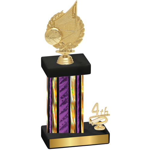 Accented Single Purple Glacier Fourth Place Volleyball Trophy