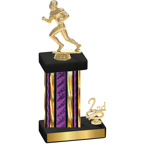 Accented Single Purple Glacier Second Place Football Trophy