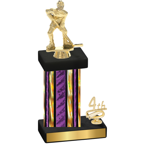 Accented Single Purple Glacier Fourth Place Hockey Trophy