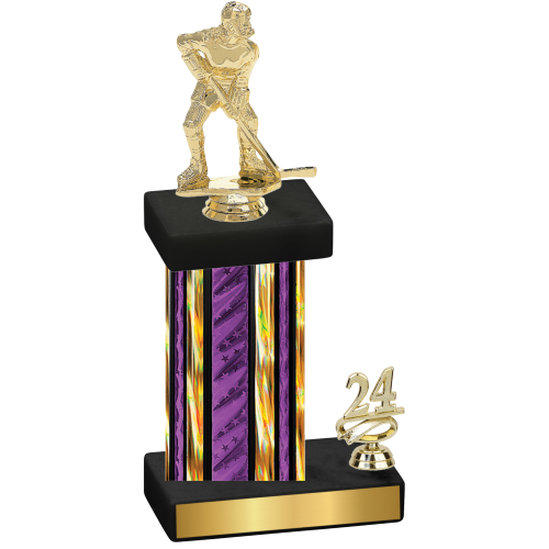 Accented Single Purple Glacier Year Hockey Trophy