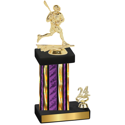 Accented Single Purple Glacier Year Lacrosse Trophy