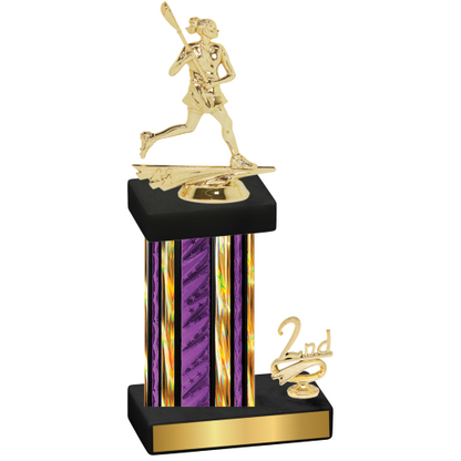Accented Single Purple Glacier Second Place Lacrosse Trophy