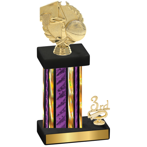 Accented Single Purple Glacier Third Place Basketball Trophy