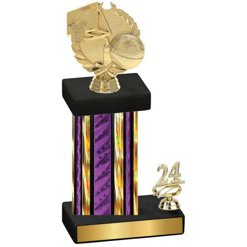 Accented Single Purple Glacier Year Basketball Trophy